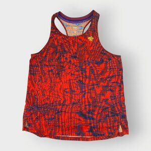 Rabbit Running Womens Racer Back Tank | M | Red Blue | Athletic Activewear